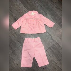 Vintage Thomas Pink Baby Floral Jacket Pant Set Size 12 Months